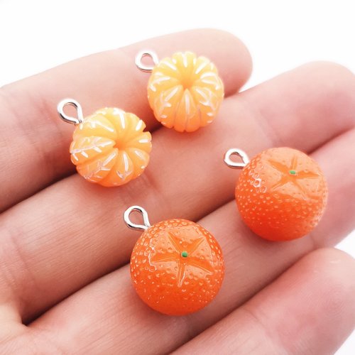 Bild von 10 Stücke Nette Kleine Obst 3D Orange Harz Charms für Ohrringe, Schöne Schwimm-Anhänger, DIY Mode Schmuck Machen – Kreative Accessoires für Frauen und Kinder