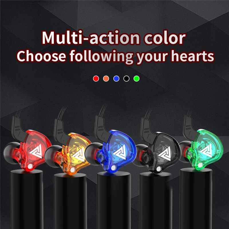 Bild von Original QKZ AK6 Kupfer Fahrer HiFi Verdrahtete Kopfhörer Rennen Sport Kopfhörer Bass Stereo Headset Musik Ohrhörer 3,5 MM In Ohr mit Mikrofon