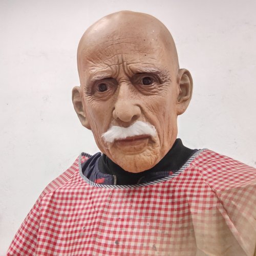 Realistic Full Head Latex Mask with Beard for Men – Old Man Halloween Costume, Cosplay Party Prop, and Festival Headgear
