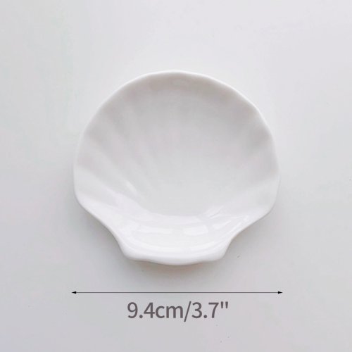Imagen de Platos de cerámica con forma de concha, bandeja decorativa, soporte de joyería, bandejas de almacena...
