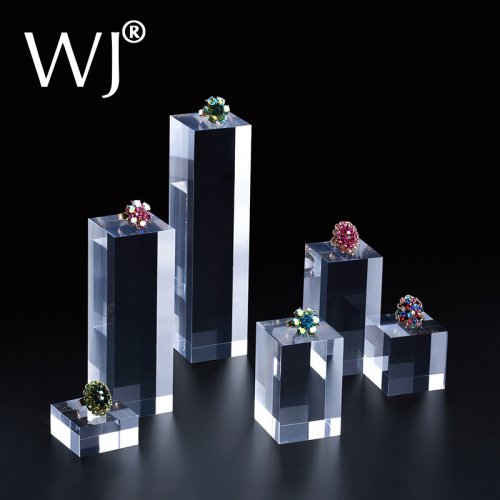 Image of Natural Clear Acrylic Square Stamping Block for Cosmetics Display, Jewelry Holder, Photography Props, and Ornaments
