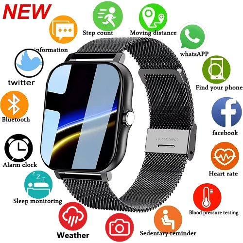 Imagen de Reloj Inteligente Laxasfit 2025 con Pantalla Táctil Completa, Ideal para Hombres y Mujeres, con Funciones de Fitness, Bluetooth y Llamadas