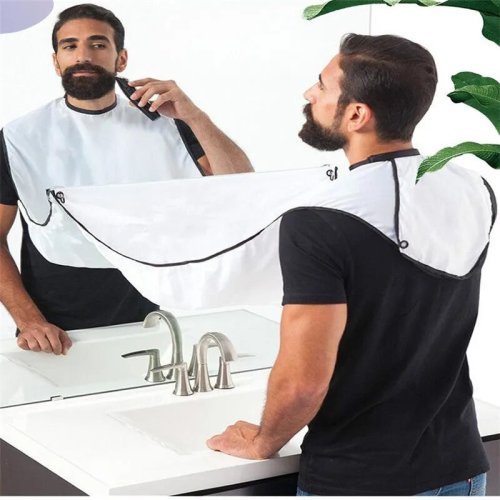 Afbeelding van Natuurlijke Baardstyling Set met Scheerslabbetje en Zuignap voor Perfecte Baardverzorging