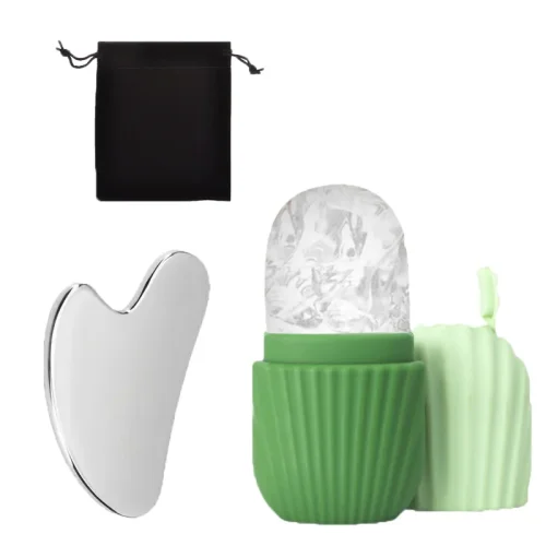 Imagen de Rodillo Facial de hielo de acero inoxidable, juego de tablero Gua Sha, masajeador Facial, rodillo de...