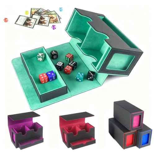 Imagen de Estuche para Baraja de Cartas de Comandante Comercial 3 en 1: Caja de Almacenamiento de Tarjetas de Cuero PU con Capacidad para Más de 200 Tarjeteros y Cierre Magnético para Juegos Pokémon, Magic: The Gathering y TCG