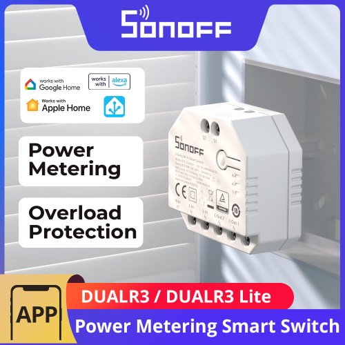 Afbeelding van SONOFF DUALR3 / DUALR3 Lite 2-kanaals dubbele relaismodule DIY Wi-Fi MINI slimme schakelaar energiemetering controle via eWeLink Alexa Google