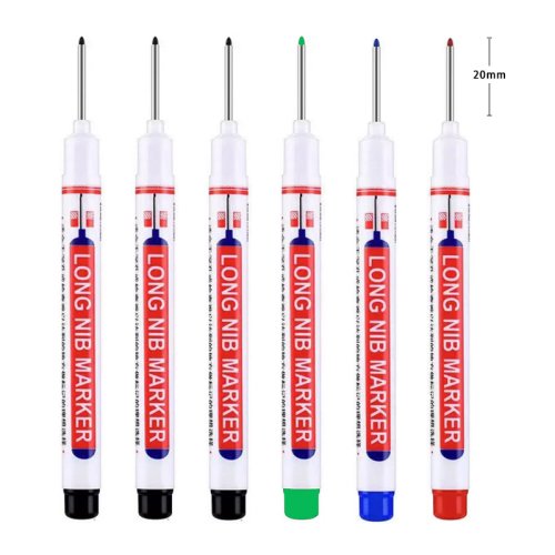 Imagen de Juego de 6 puntas largas de 20 mm para marcador de cabeza, perforador de metal impermeable, ideal para decoración de carpintería, baño y usos múltiples