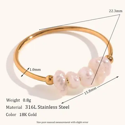 Image de Bague Élégante avec Perles d'Eau Douce - Acier Inoxydable
