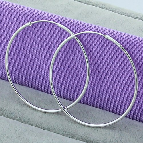 Imagen de Pendientes de Aro Circulares en Plata de 35, 50 y 60 mm para Mujer - Joyería Elegante para Boda, Compromiso, Fiesta y Regalo Especial