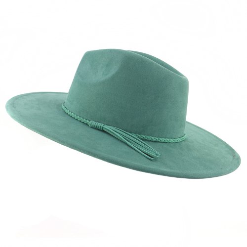 Imagen de Sombrero de copa de gamuza para hombre y mujer, fedora de ala ancha de 9.5 cm, sombrero de fieltro clásico para otoño e invierno, ideal para eventos formales y religiosos