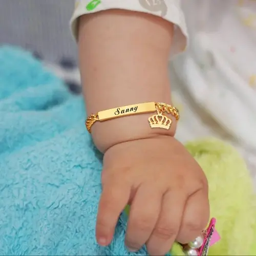 Image de Bracelet Personnalisé Enfant - Nom & Couronne