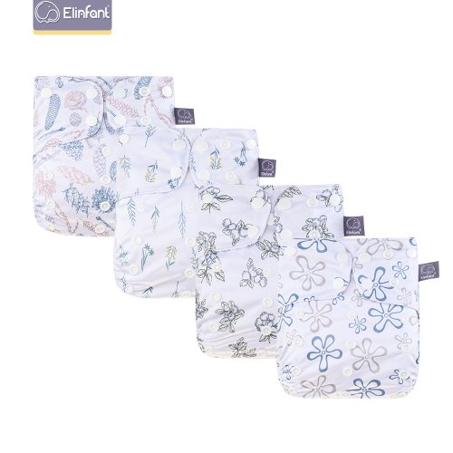Zdjęcie Elinfant Oddychająca siateczkowa pieluszka 4szt/zestaw Ściereczka do prania Regulowana pieluszka wielokrotnego użytku OS Baby Cloth Pocket Diaper