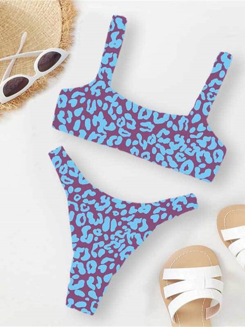 Immagine di Bikini Push-Up Arancione Leopardo con Cut-Out