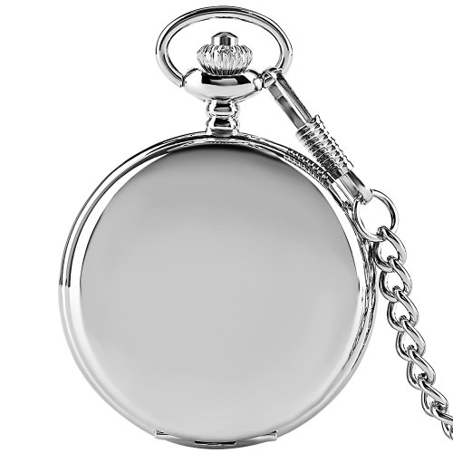 Bild von Elegante Silber-Schwarz-Gold Quarz-Taschenuhr mit Metalllegierung – Halskette Uhr für Herren und Damen, stilvoller Anhänger mit Fob-Kette als Geschenk