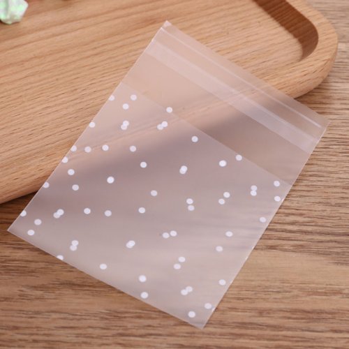 Afbeelding van 100 Witte Polkadot Frosted Zelfklevende Zakjes – Stofdichte Verpakking voor Sieraden, Zoetigheden & Klein Geschenkje