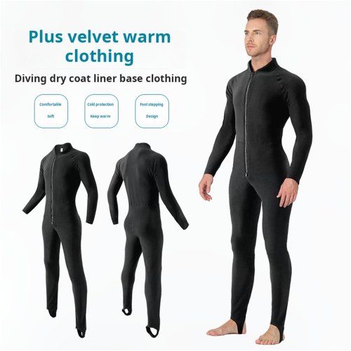 Imagen de Traje de una pieza con forro polar para buceo en seco: accesorios térmicos para traje de neopreno, ropa interior térmica para hombres y mujeres