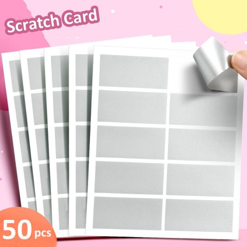Image of 50-Pack DIY Scratch-Off Reward Stickers with Film Coating – Reusable Redemption Vouchers for Parties, Incentives & Classroom Rewards