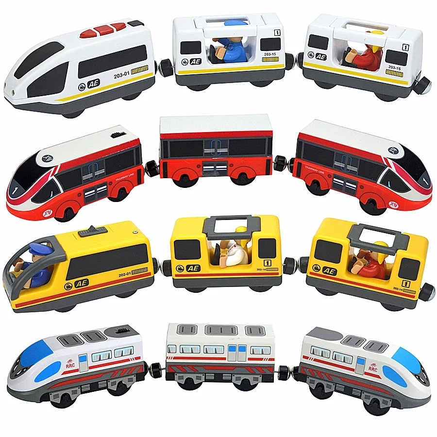 Imagen de Tren de Madera con Locomotora Eléctrica y Vías Magnéticas