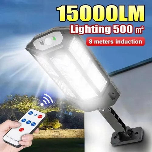 Bild von Premium 15000-Lumen Solarstrahler mit Bewegungsmelder – Wasserdichte Außenleuchte IP65 für Garten, Straße und Wandbeleuchtung