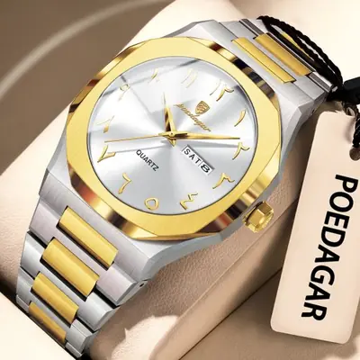 Image de Montre Homme Luxe Acier Inoxydable - Quartz Étanche avec Date et Semaine