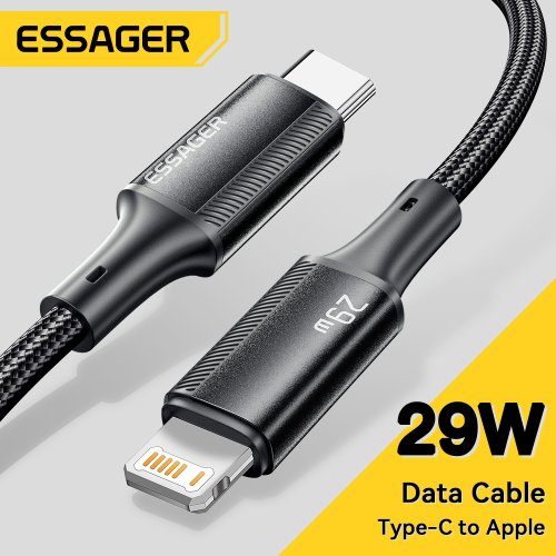 Image of Essager USB-C to Lightning Cable for iPhone 14, 13, 12, 11, Pro Max, 8 Plus – 20W Fast Charging Data Sync Cable Compatible with iPad, MacBook & More