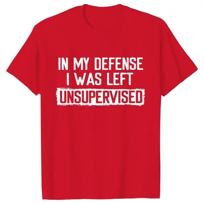 Image de T-Shirt Homme Humoristique - 'My Defence: I Was Stores Sans Diplôme'