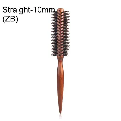 Image de Brosse à Cheveux Rondes en Bois avec Poils de Sanglier