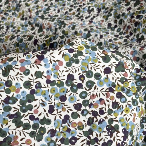 Image of Organic Wild Fruit Print Liberty Cotton Fabric 145x50cm – Premium Poplin for Kids' Dresses, Skirts & DIY Sewing Projects