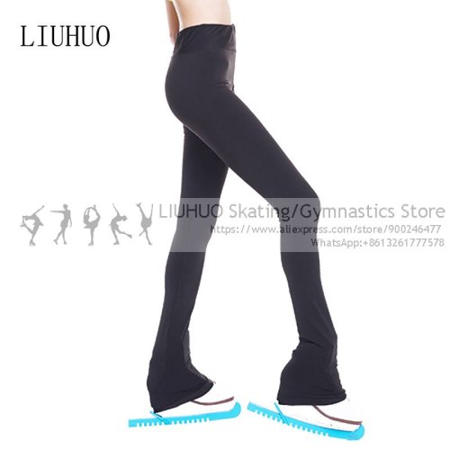 Image of Figure Fleece Girls Ice Skating Trousers Roller Skater Children Adult Full Black Pants Solid Color