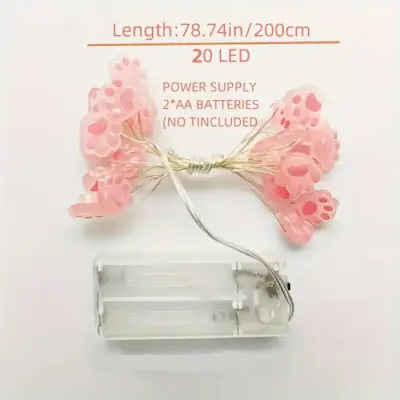 Image de Guirlande Lumineuse Chat Rose - Déco Féerique 2m