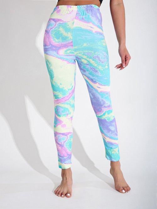 Image of Cozy Autumn Winter Women's Wool-Blend Cotton Candy Color Tight Leggings – Elegant, Casual & Versatile Yoga Pants for Fitness and Everyday Wear