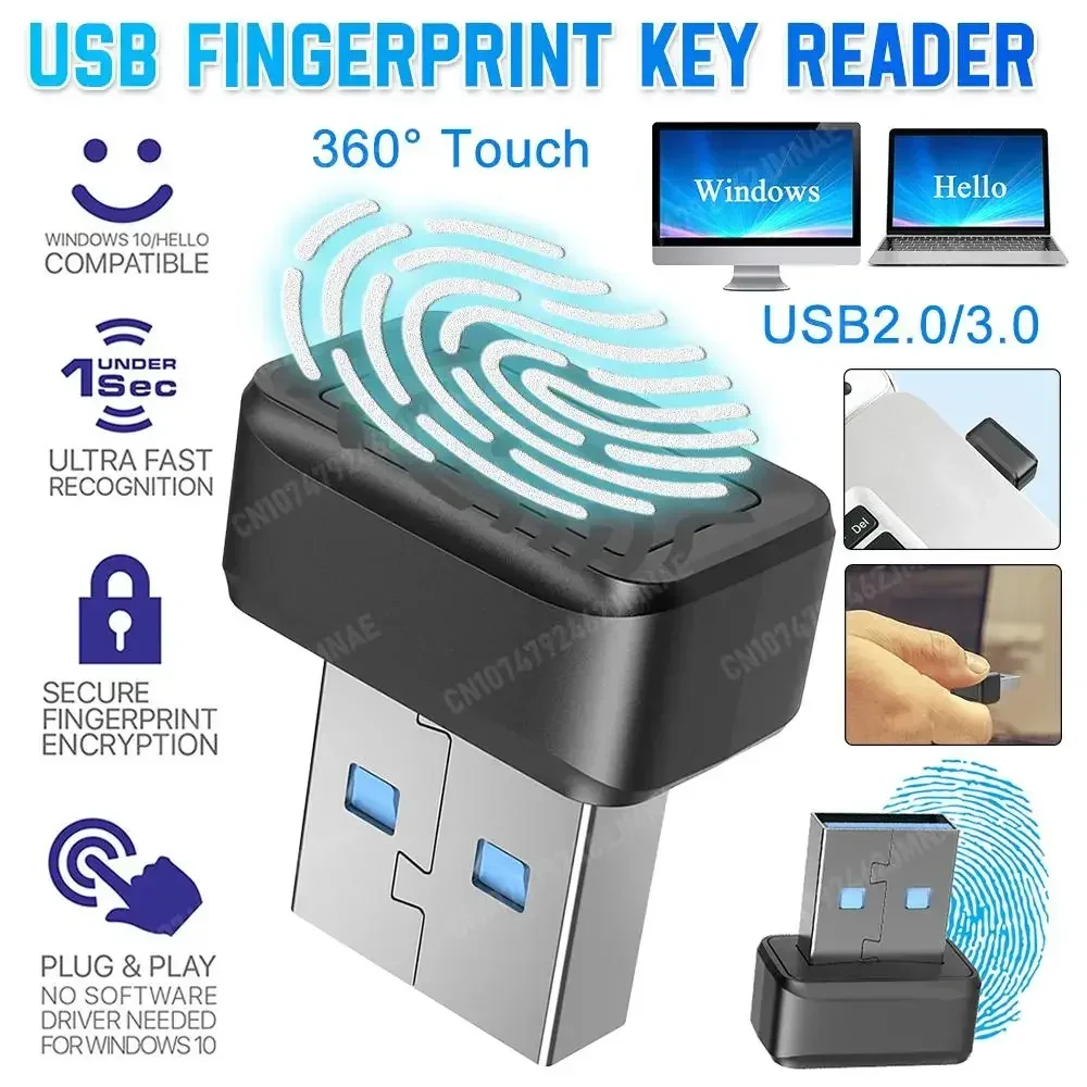 Imagen de Llave de Huella Digital USB con Escáner Biométrico para PC, Conexión Segura sin Contraseña, Compatible con Windows