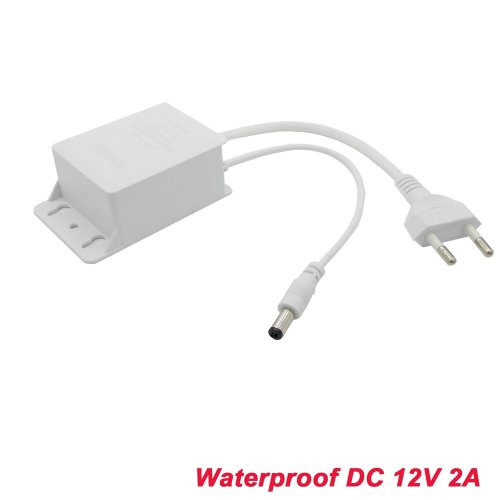 Imagen de Adaptador de corriente de la UE para cámaras de vigilancia de seguridad CCTV, impermeable, DC 12V, 2A, AHD, NVR, DVR, AC100V-240V de entrada, 5,5mm x 2,1mm
