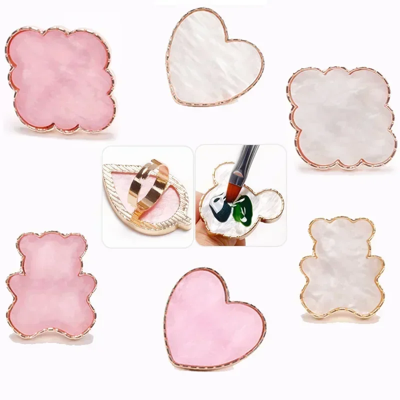 Bild von Natürliche Nagelpalette mit Herz-Design – Leicht zu reinigende Mischplatte für Nagellack, Maniküre-Werkzeug und kreative Nail Art Zubehör
