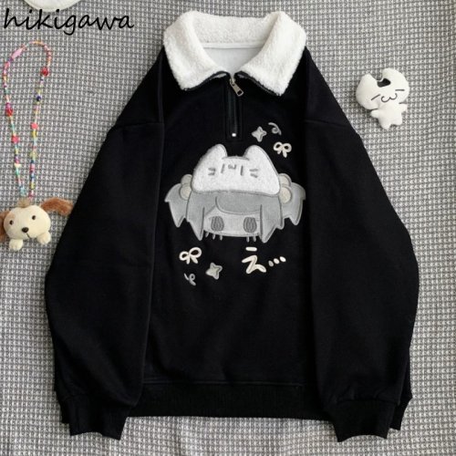 Bild von Niedliche Koreanische Hoodies im Preppy-Stil für Damen