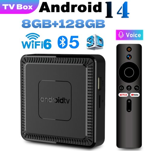 2025 Nowy Q7 Smart TV Box Android14 Allwinner H313 8G+128GB ROM Dual-Band WiFi 6 Bluetooth 5.2 Google Voice Remote Media Player