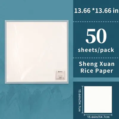 Image de Papier de Riz Xuan - 50 Feuilles pour Calligraphie & Peinture Orientale