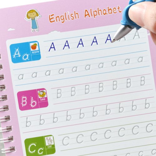 Immagine di Quaderno di Calligrafia 3D per Bambini con Alfabeto, Numeri, Matematica, Disegno e Inglese – Gioco Educativo per Apprendimento Riutilizzabile