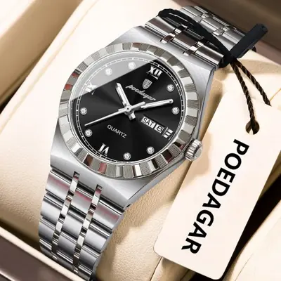 Image de Montre Femme Lumineuse Étanche avec Date et Jour - Acier Inoxydable