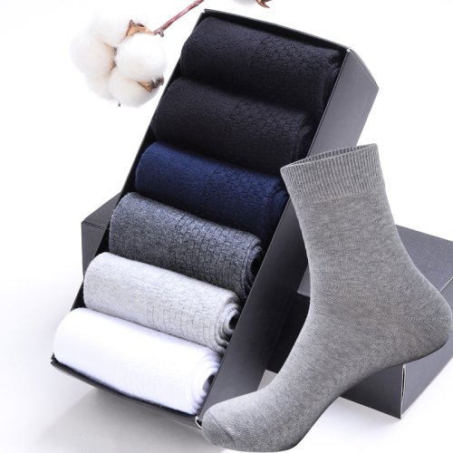 Bild von HSS 2024 Hochwertige Casual Herren Business Socken Sommer Winter Baumwollsocken Schnell trocknend Schwarz Weiß Lange Socke Plus Größe US 7-14