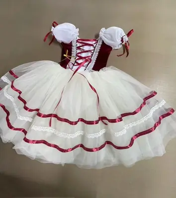 Image de Robe de Ballerine Rouge Longue - Tutu Romantique pour Femme & Enfant