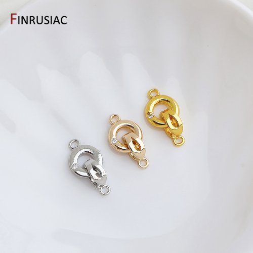 Immagine di Chiusure per Connettori in Zirconi in Ottone Placcato Oro 14 Carati – Componenti Eleganti per la Realizzazione di Collane, Braccialetti e Fermagli per Gioielli Fatti a Mano