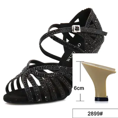 Image de Chaussures de Danse Latine Femme - Paillettes Dorées & Talons Souples
