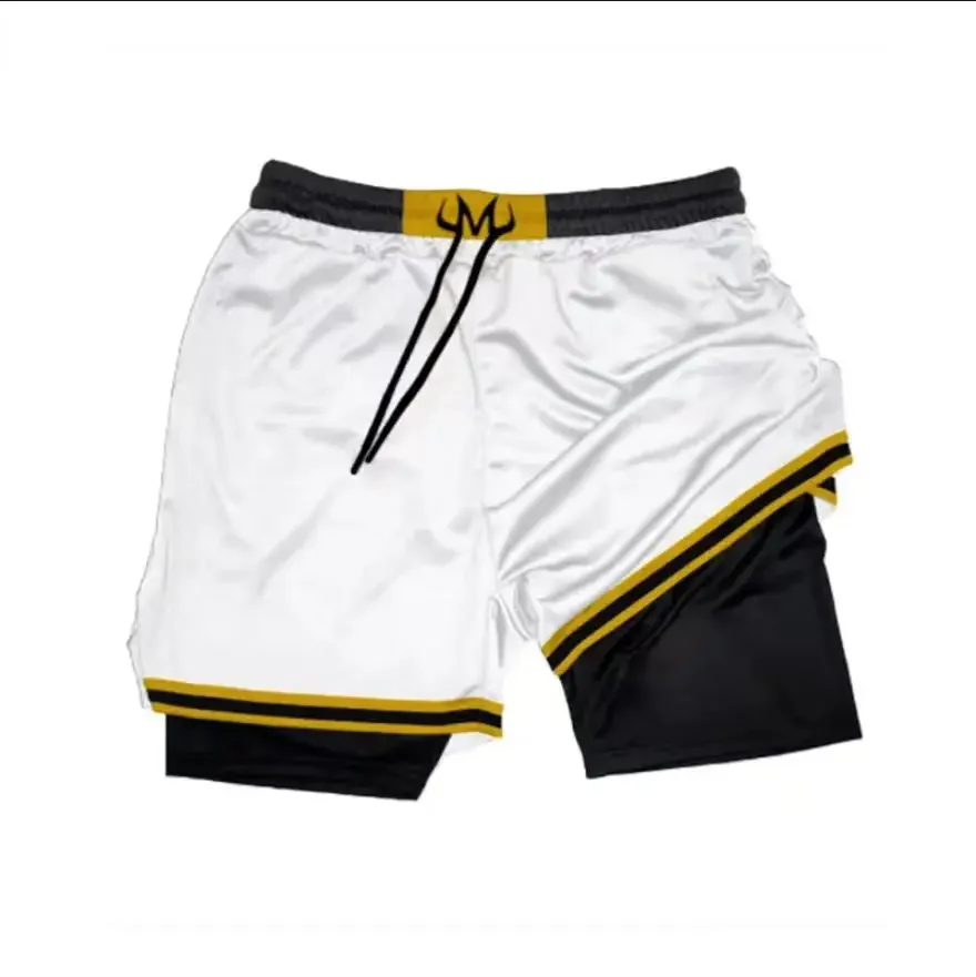 Bild von Herren Sommer Doppelschicht-Shorts mit Hoher Taille – Übergroße Atmungsaktive Sportshorts für Training, Fitness und Anime-Look