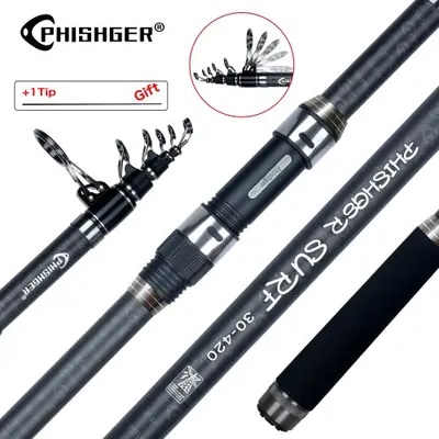 Image de Canne à Pêche Télescopique Surf 3-5.3m - Carbone Ultra-Légère