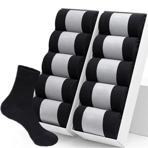 Image de Chaussettes Homme Coton Respirant - Lot de 10 Paires Noires