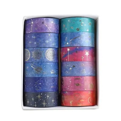 Image de Rubans Washi Ciel Étoilé doré - 12 pcs