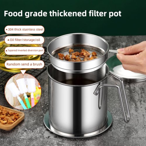 Imagen de Colador de Aceite de Acero Inoxidable con Filtro – Recipiente Multifuncional para Cocina y Almacenamiento de Aceites