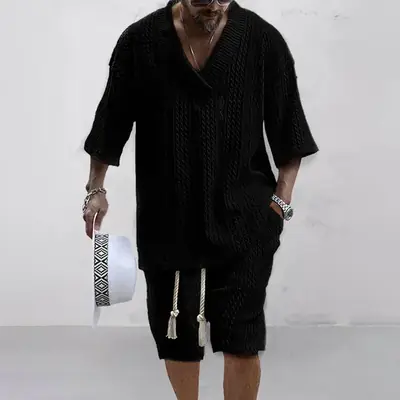 Ensemble Tricoté Homme - T-Shirt + Short Décontracté