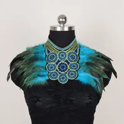 Image de Boléro Gothique Vintage avec Plumes et Dentelle